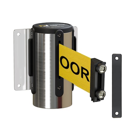 Montour Line Retr Belt Barrier Fxd Pol Stainless Metal Wall Mt 11ft Y.Wet.Belt M WM115-PS-CAWETYB-F-M-110